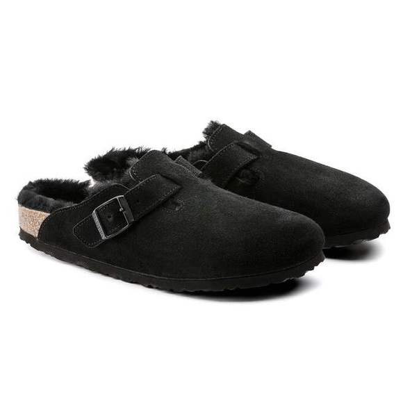 Birkenstock Shoes - Birkenstock Boston Shearling Suede Leather Clogs